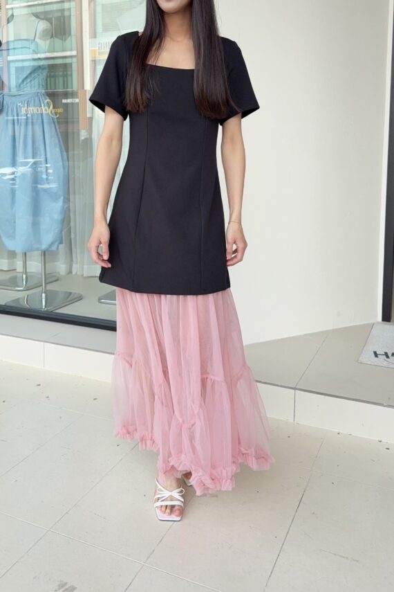 37392 MESH PATCHWORK DRESS