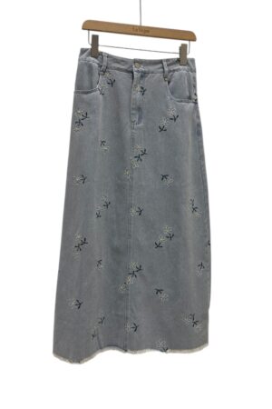 37395 FLORAL DENIM SKIRT