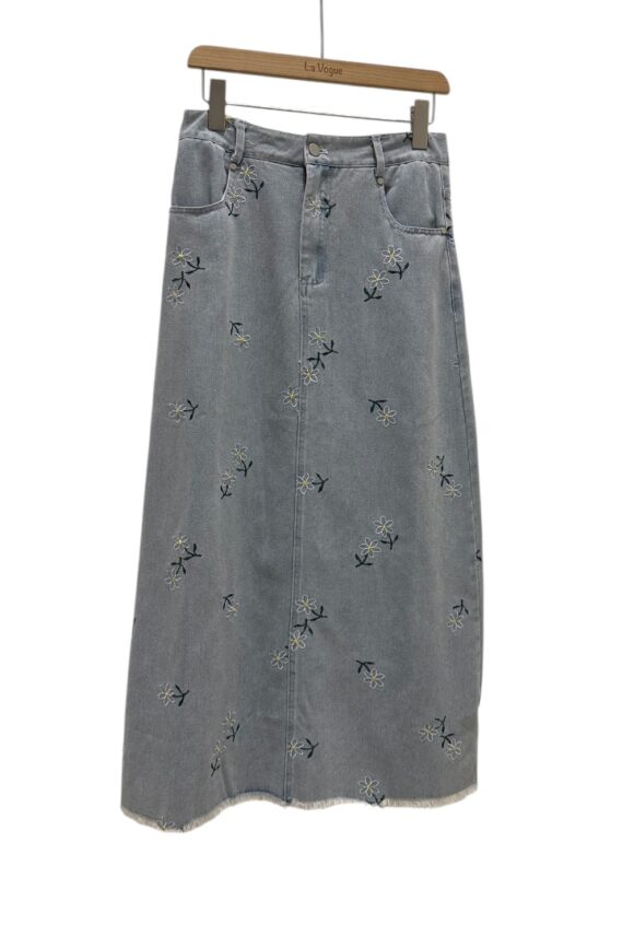37395 FLORAL DENIM SKIRT