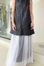 37739 SLEEVELESS LEATHER DRESS