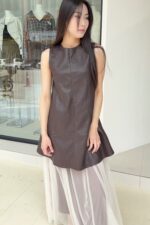 37739 SLEEVELESS LEATHER DRESS