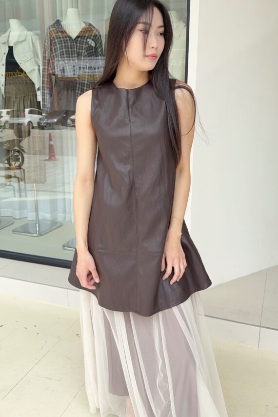 37739 SLEEVELESS LEATHER DRESS