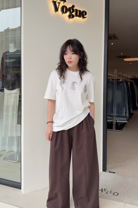 37801 ELASTIC WAIST WIDE-LEG PANTS