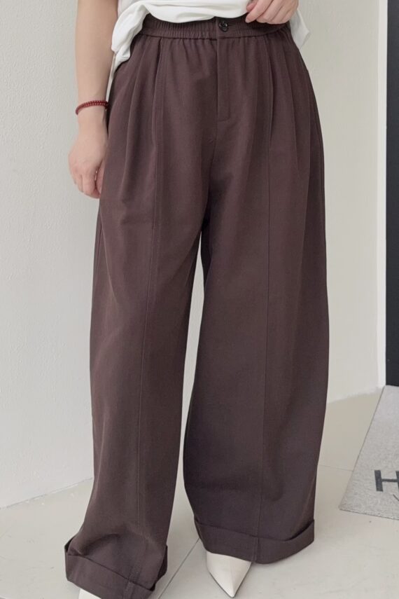 37801 ELASTIC WAIST WIDE-LEG PANTS