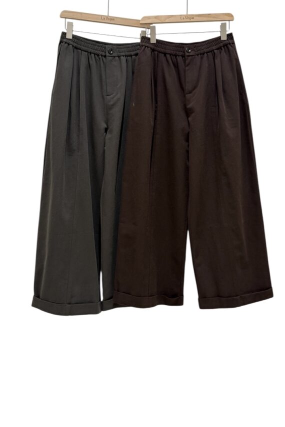 37801 ELASTIC WAIST WIDE-LEG PANTS