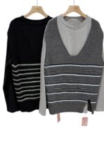 37886 FAKE TWO PIECE SWEATER SHIRT TOP