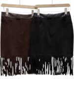 37889 FRINGED PANELED VELVET SKIRT