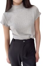 37575 HALF TURTLENECK SHORT TOP