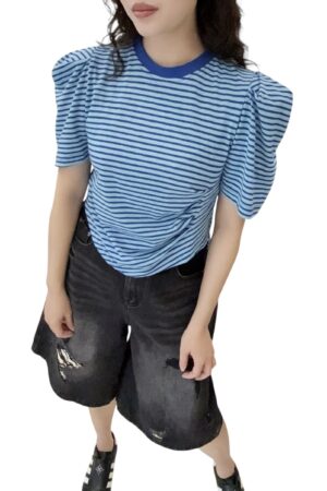 37385 PUFF SLEEVE PLEATED TOP