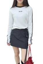 36966 Cropped Slim Fit Long Sleeve Top