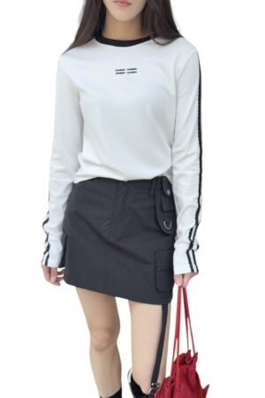 36966 Cropped Slim Fit Long Sleeve Top