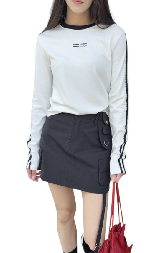 36966 Cropped Slim Fit Long Sleeve Top