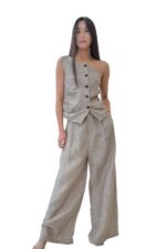 37135 Off-Shoulder Button-Down Top