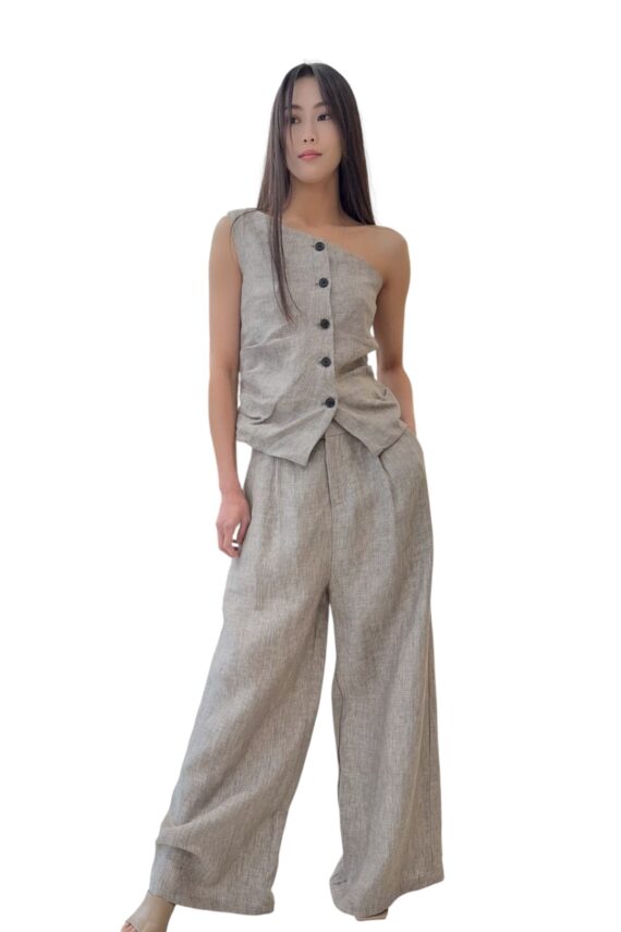 37135 Off-Shoulder Button-Down Top