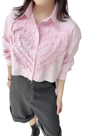 38009 CROPPED HEART-PRINT SHIRT