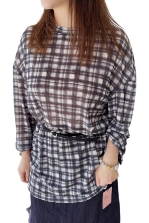 38483 PLAID LONG SLEEVE TOP