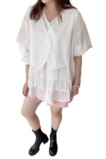 38496 FAKE TWO-PIECE LONG SLEEVE TOP