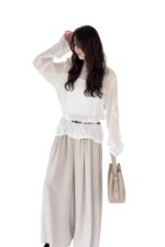 38615 MESH LACE PATCHWORK LONG SLEEVE TOP