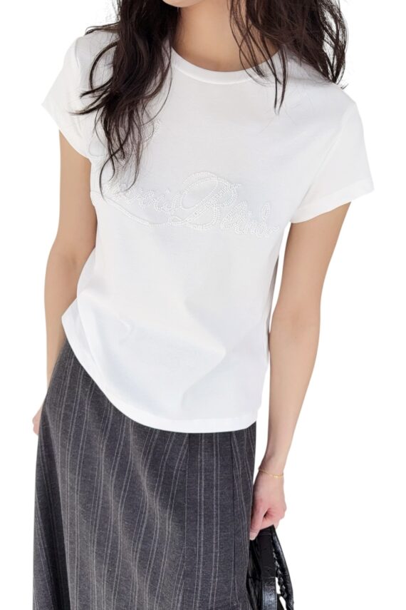 38720 ROUND NECK BEADED LETTER TEE