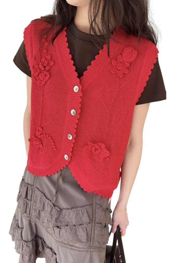 38698 FLORAL KNITTED VEST TOP