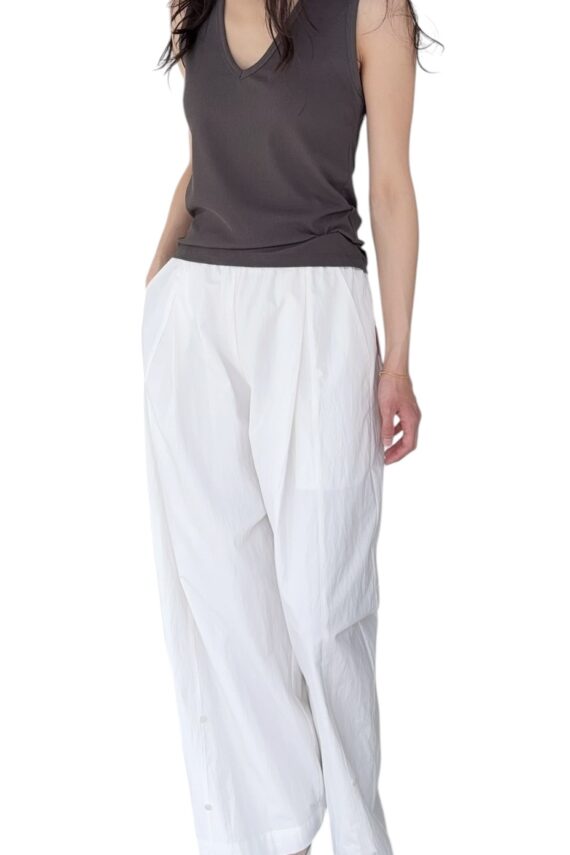 38320 ELASTIC WAIST WIDE-LEG TROUSERS