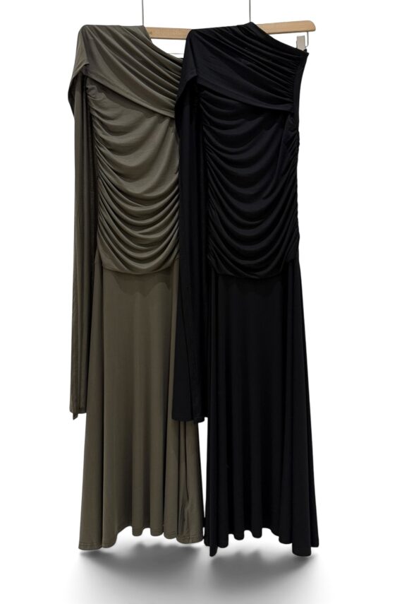 38808 ONE-SHOULDER RUCHED DRESS