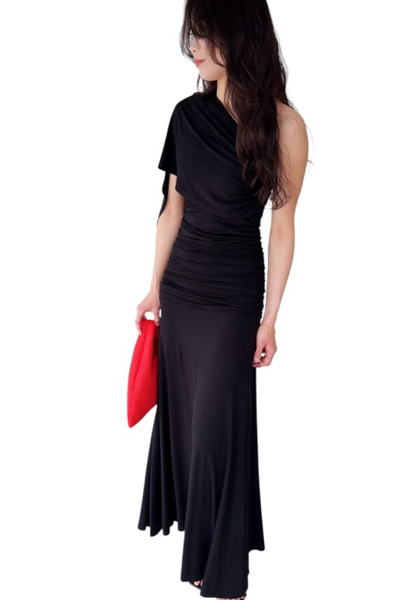 38808 ONE-SHOULDER RUCHED DRESS