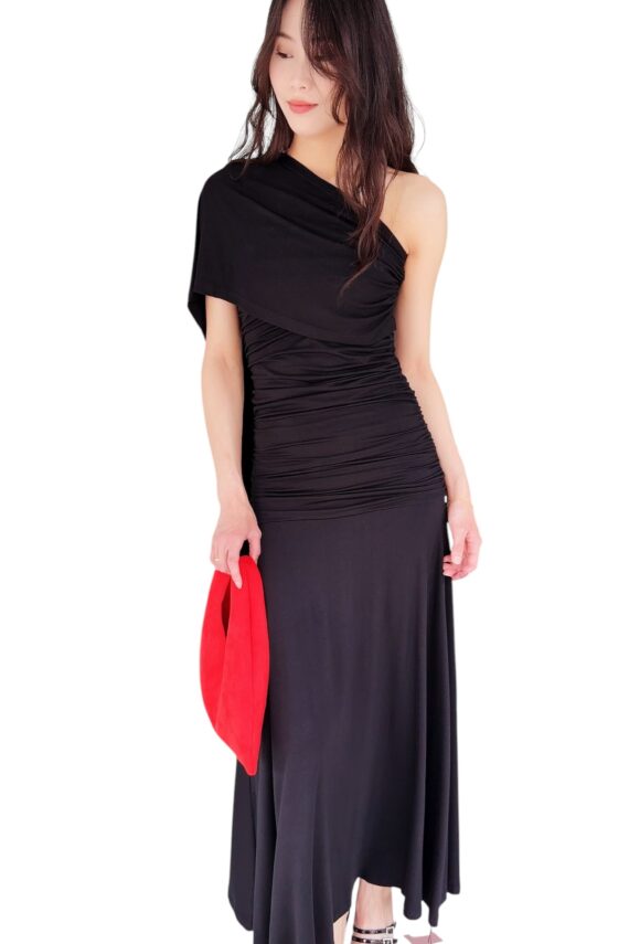 38808 ONE-SHOULDER RUCHED DRESS