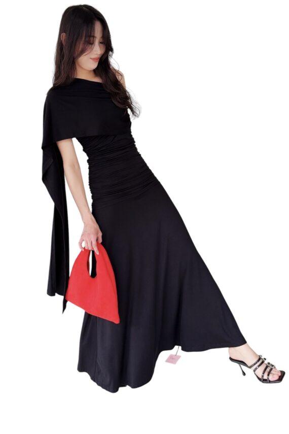 38808 ONE-SHOULDER RUCHED DRESS