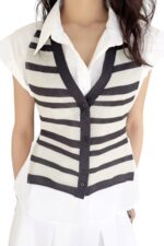39011 SHIRT + TRIPE KNIT TOP
