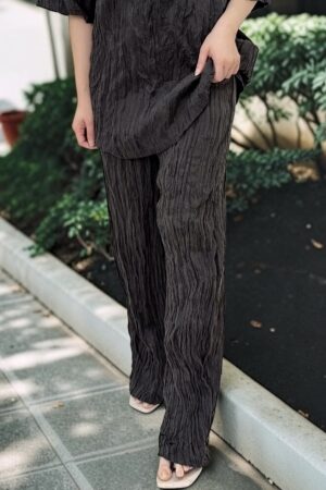 39042 PLEATED ELASTIC-WAIST  LONG PANTS