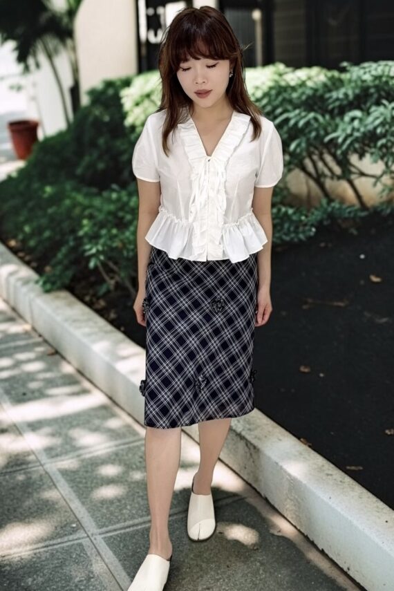 38844 RUFFLE WAIST BLOUSE