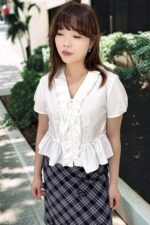 38844 RUFFLE WAIST BLOUSE