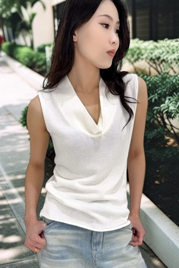 38999 RUFFLED-NECK KNIT TOP