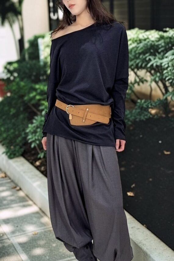 38968 ONE-SHOULDER LONG-SLEEVE TOP