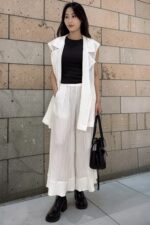 38831 TEXTURED ELASTIC-WAIST WIDE-LEG PANTS