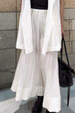 38831 TEXTURED ELASTIC-WAIST WIDE-LEG PANTS