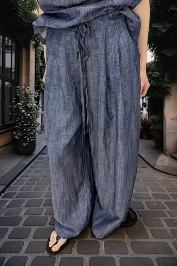 38959 SLEEVELESS COWL NECK TOP & WIDE-LEG PANTS