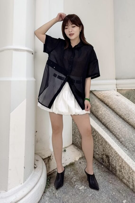 39154 MESH SHORT-SLEEVE TOP