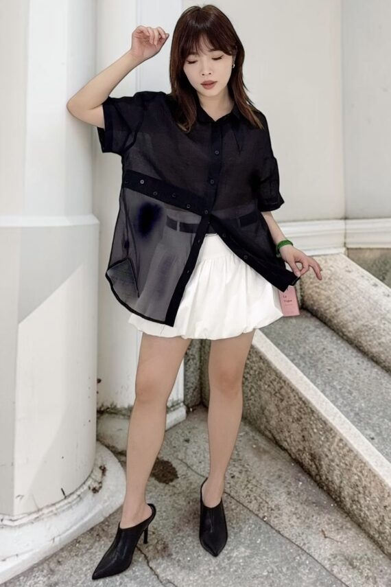 39154 MESH SHORT-SLEEVE TOP