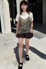39012 FAUX-LAYERED CHECKER TEE