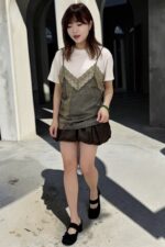 39012 FAUX-LAYERED CHECKER TEE