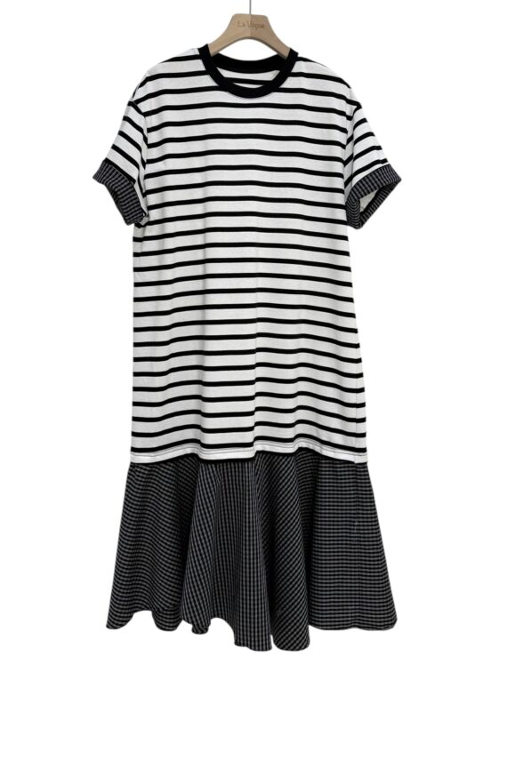 39180 TRIPE TEE DRESS