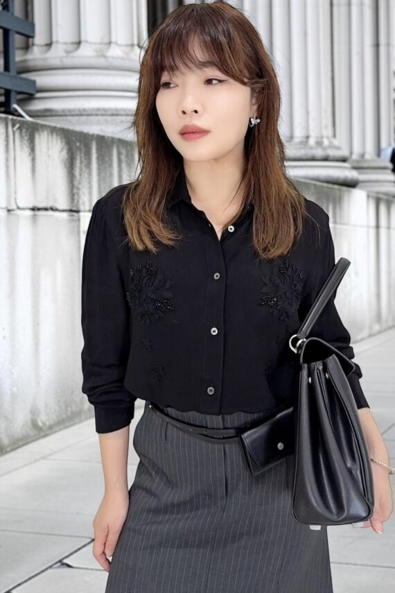 39205 EMBROIDERED SHEER SHIRT