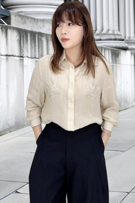 39205 EMBROIDERED SHEER SHIRT