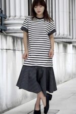 39180 TRIPE TEE DRESS