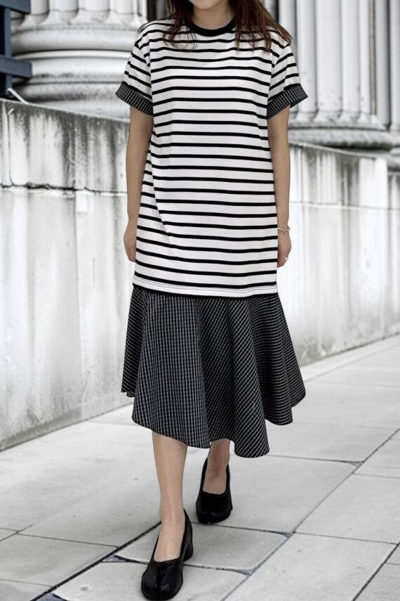 39180 TRIPE TEE DRESS