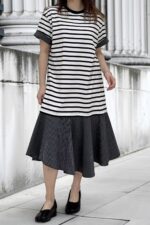 39180 TRIPE TEE DRESS
