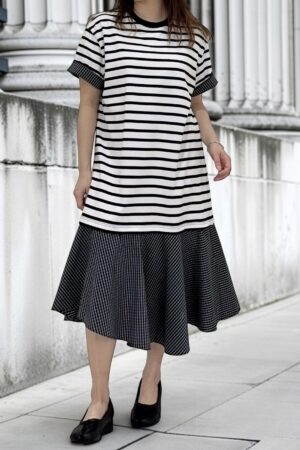 39180 TRIPE TEE DRESS