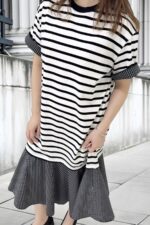 39180 TRIPE TEE DRESS